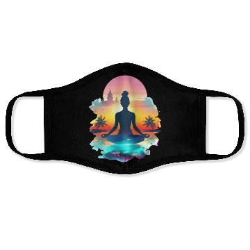 Discover Sunset Yoga Silhouette Tropical Escape Face Masks