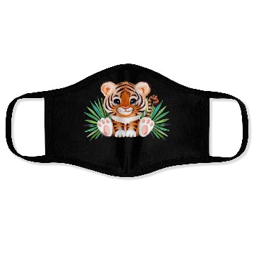 Discover Cute animal little tiger. Face Masks