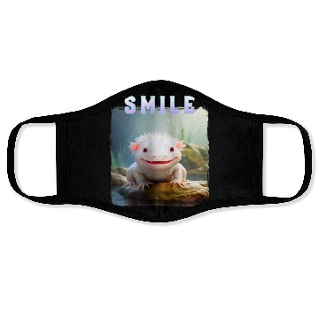 Discover Whimsical Axolotl with Smile and Pastel Text Face Masks