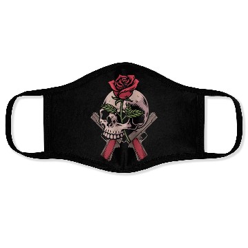 Discover Skeleton Roses Guitar Skull Roses Guns Face Masks