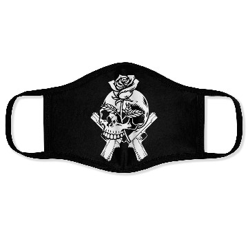 Discover Skeleton Roses Guitar Skull Roses Guns Face Masks