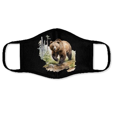 Discover Grizzly Bear in the Wild Face Masks