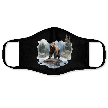 Discover Grizzly Bear in the Wild Face Masks