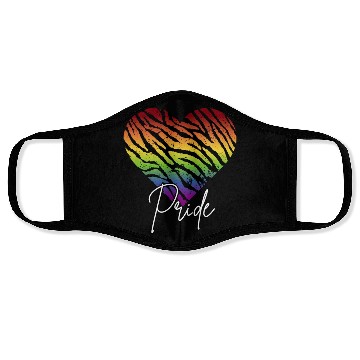 Discover LGBTQ+Pride Rainbow heart-pattern tiger leather Face Masks