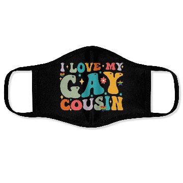 Discover I Love My Gay Cousin Family LGBTQ Pride Groovy Face Masks