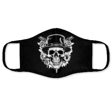 Discover Skeleton Roses Guitar Guns Skull Roses Face Masks