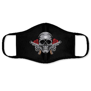 Discover Skeleton Roses Guitar Skull Roses Guns Face Masks