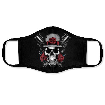 Discover Skeleton Roses Guitar Skull Roses Guns Face Masks