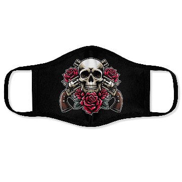 Discover Skeleton Roses Guitar Guns Skull Roses Face Masks