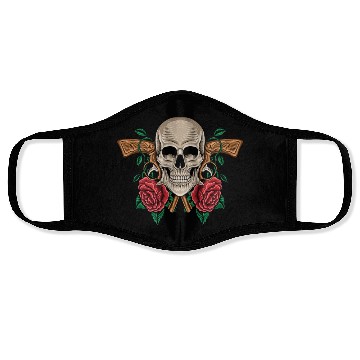 Discover Skeleton Roses Guitar Guns Skull Roses Face Masks