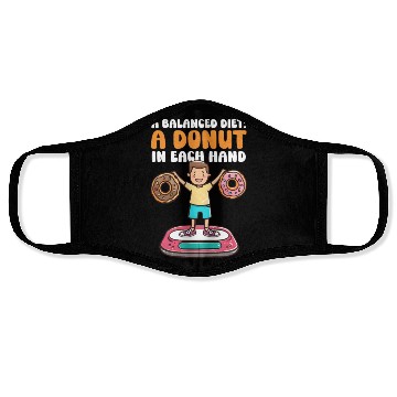 Discover Donut Lover A Balanced Diet: A Donut in Each Hand Face Masks