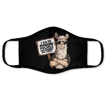 Discover I Hate Morning People for a Morning grumpy Llama Face Masks