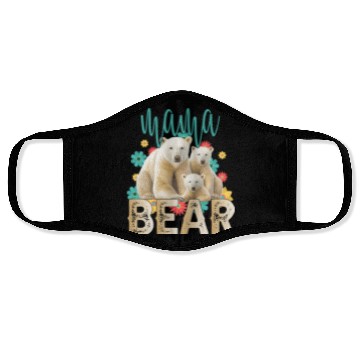 Discover Mama Bear Gift Rose Flowers Mama Bear with 2 Cubs Face Masks