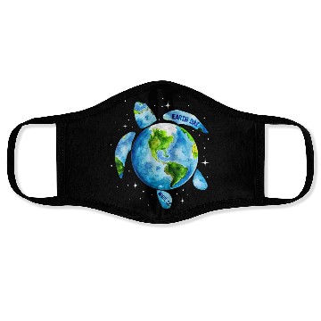 Discover Earth Day Restore Earth Sea Turtle Art Face Masks