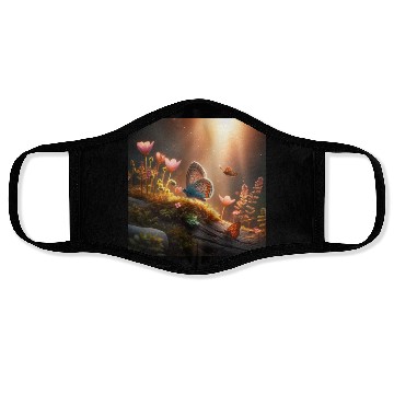 Discover butterfly on tree Face Masks