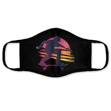 Discover Sunset Skateboarder Urban Vibes Face Masks