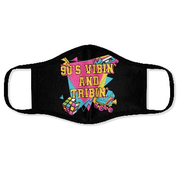 Discover 90s Vibin and Tribin 1990 Cool Chill Easygoing Par Face Masks