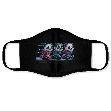 Discover funny panda running with a joyful Face Masks