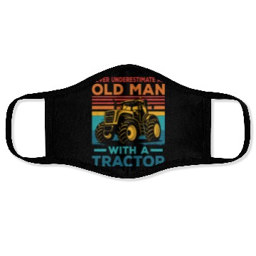 Discover Never Underestimate An Old Man With A Tractor Farm Face Masks