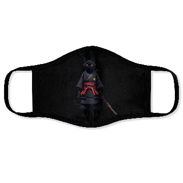 Discover Black cat samurai Face Masks