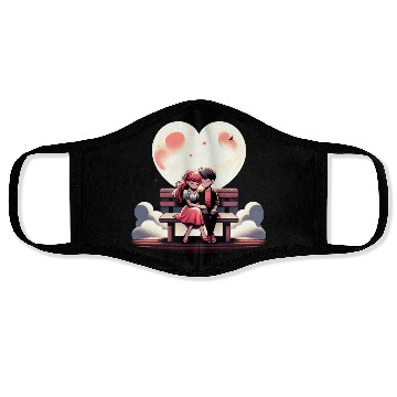 Discover Heart Moon Embrace Face Masks