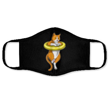 Discover Cat Swimming Swim ring Face Masks