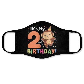 Discover Monkey 2nd Birthday Kids Two Years Old Face Masks