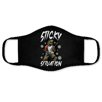 Discover Sticky Situation Funny Hockey Trex Face Masks