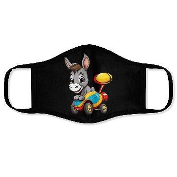 Discover Speedy Donkey Auto Racing Design: Cute Racing Face Masks