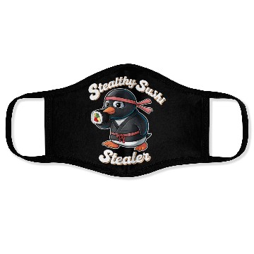 Discover Ninja Penguin Stealing Sushi Face Masks