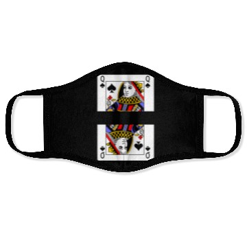 Discover Playing card queen of spades with banner space Face Masks