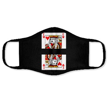 Discover Playing card hearts king with banner space Face Masks
