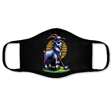 Discover Goat Golfer Golf Course Dog Owner Face Masks
