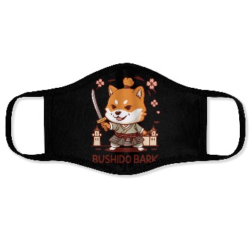 Discover Chibi Shiba Inu Samurai Face Masks