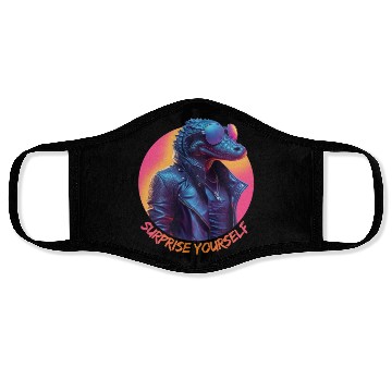 Discover Synthwave style crocodile wearing sunglasses Face Masks