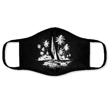 Discover Catamaran Sailing Boat With Palm Trees Face Masks