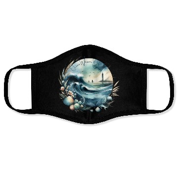 Discover Ocean Whisper: Serene Seascape Art Face Masks