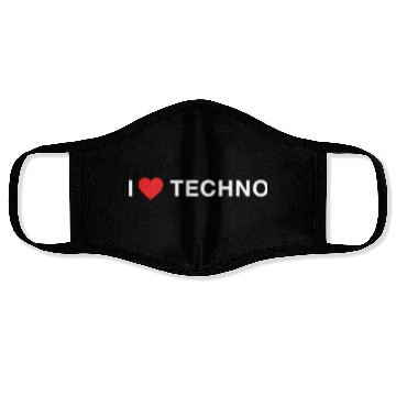 Discover I Love Techno Electronic Rave Music Red Heart Face Masks