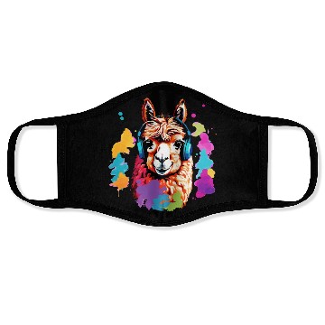Discover Alpaca in headphones Face Masks