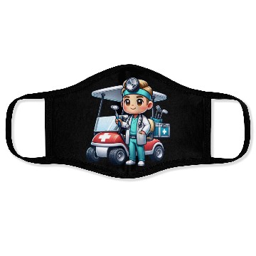 Discover Cute golfer doctor standing Face Masks