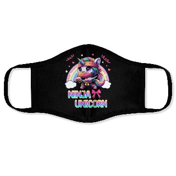 Discover Ninja Unicorn Cute Rainbow Unicorn Fighter Face Masks