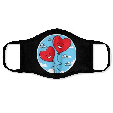 Discover Smiling red heart balloons Face Masks
