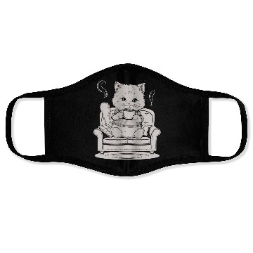 Discover Coffee Cat In Comfy Chair Face Masks