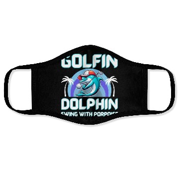 Discover Dolphin playing golf Face Masks | Gift for dad | Gift