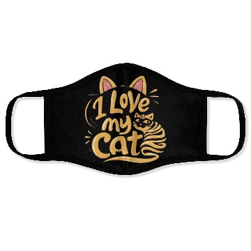 Discover Cat typography Face Masks