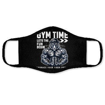 Discover gym time tiger power Face Masks