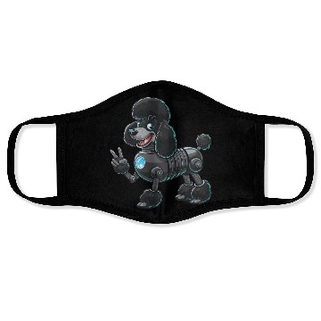 Discover Cyborg Poodle Robot Peace Sign Face Masks