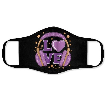 Discover Purple Love Music Headphones with Stars and Heart Face Masks