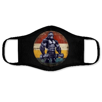 Discover Muscular Gorilla Bodybuilder Gym Workout Sunset Face Masks
