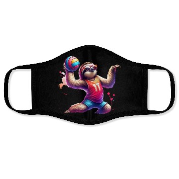 Discover Cool Sloth Volleyball Player Design Face Masks